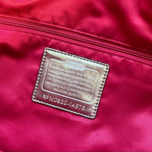 Coach metallic silver canvas fabric leather top handle zipper zip purse bag tote - Picture 8 of 8